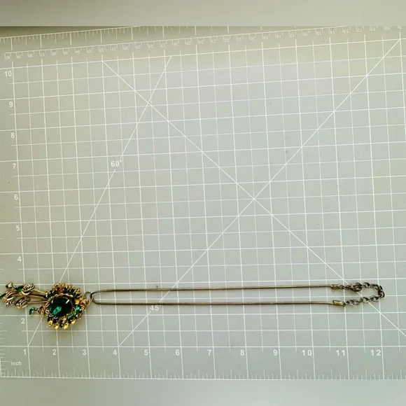 Vintage ANTIQUE Green PendantCrystal Tassel